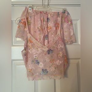 Victoria Secret Y2K Sheer 2 Piece Floral All Lace Cami & Shorty Set
